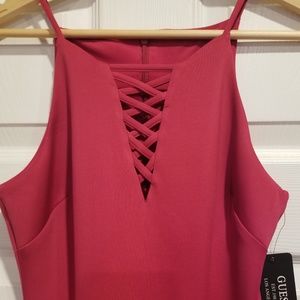 Guess Cocktail Dress-Lace Up Halter Sheath